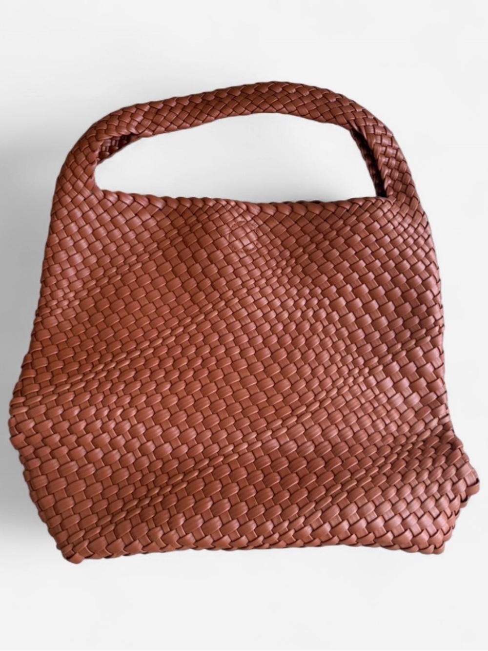 Woven Shoulder Bag in Chestnut Brown